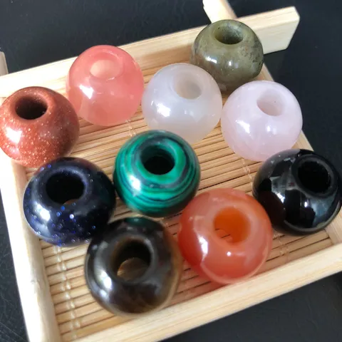 Perle in Pietra Naturale 16mm Perle Sciolte Tonde a Foro Largo per Creazione Gioielli Bracciali Fai da Te