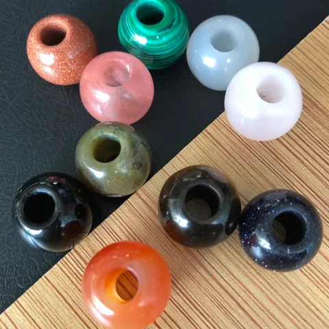 Perle in Pietra Naturale 16mm Perle Sciolte Tonde a Foro Largo per Creazione Gioielli Bracciali Fai da Te