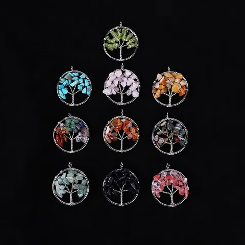 Collana Con Ciondolo Albero Della Vita In Cristallo Di Pietra Naturale Avvolto In Filo Gioiello In Pietra Preziosa Di Guarigione Fatto A Mano Regalo Per Donne
