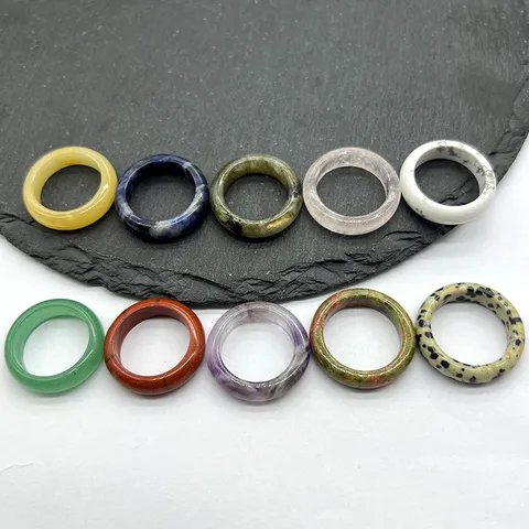 Anello in Pietra di Cristallo Naturale Vintage Anello da Dito Tondo Agata Gioiello Minerale Donna Uomo Accessorio
