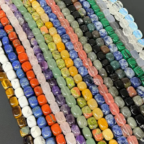Natural Stone Gemstone Crystal Square Loose Beads Spacer Beads For DIY Jewelry Making Bracelet Necklace Craft