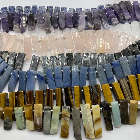 Pietra Naturale Irregolare Piatto Lungo Rettangolare Foro Laterale Perline di Pietra Grezza DIY Accessori per Gioielli Semilavorati