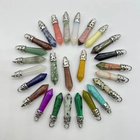 Ciondolo Per Collana A Colonna Esagonale In Pietra Naturale Cristallo Agata Per Accessori Di Gioielleria Moda DIY
