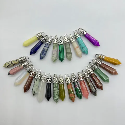 Ciondolo Per Collana A Colonna Esagonale In Pietra Naturale Cristallo Agata Per Accessori Di Gioielleria Moda DIY
