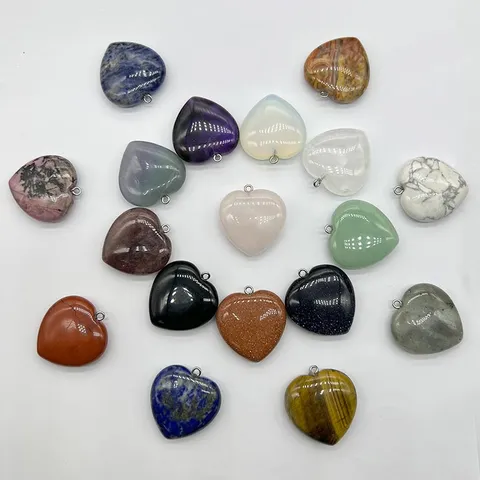 Ciondolo a Cuore in Pietra Naturale Cristallo Ametista Agata Collana a Cuore Ciondolo Accessorio per Gioielli Fai da Te