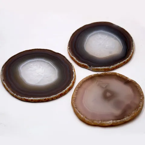 Sottobicchiere in Agata Naturale Tondo Pietra Grezza Tappetino per Caffè Colorato Fetta di Agata Tappetino Isolante Decorazione per la Casa