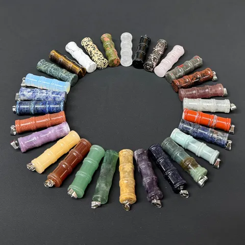 Ciondolo Nodo di Bambù in Pietra Dura Agata Cristallo Naturale Accessori per Gioielli DIY