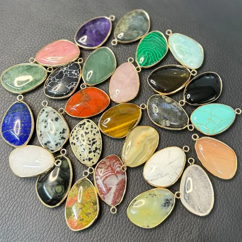Colgantes de Gota de Piedra Natural Borde Chapado en Oro DIY Fabricación de Joyas dijes Para Collar Pulsera Pendientes Accesorios