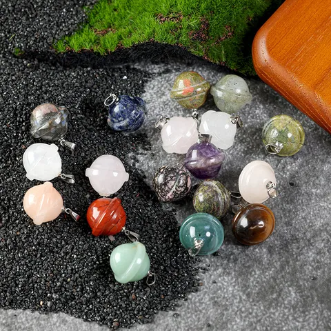 Ciondolo Pianeta in Pietra Naturale Cristallo Universo Spazio Stellato Moda Gioielli DIY Collana Ciondolo Accessorio Regalo