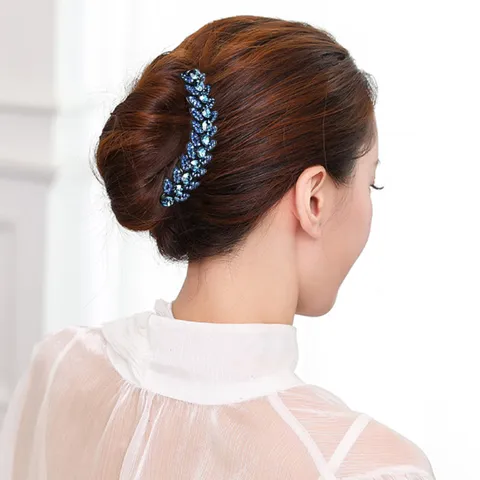 Rhinestone Maple Leaf Insert Comb Resin Hair Comb Decorative Hair Accessories For Women Daily Party Styling