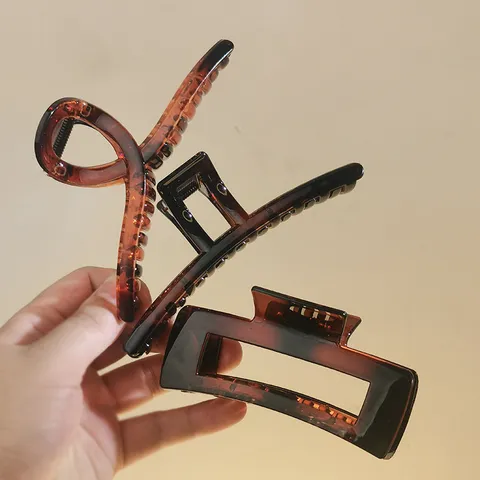 Minimalist Acetate Hair Claw Clip Elegant Large Back Head Hair Catch Leopard Print Hair Accessories For Women