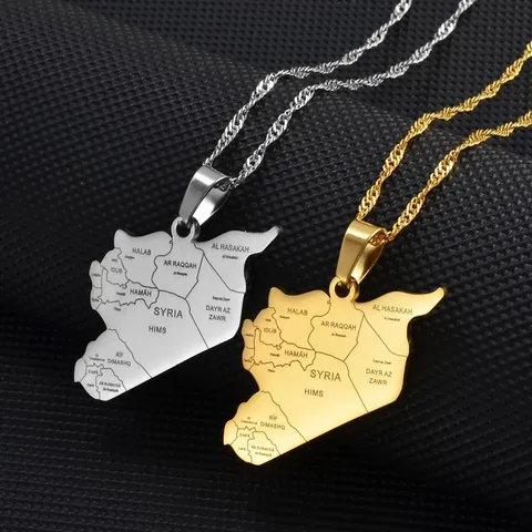 Stainless Steel World Country Map Pendant Necklace Luxury Geometric Electroplated City Map Jewelry Gift For Men Women