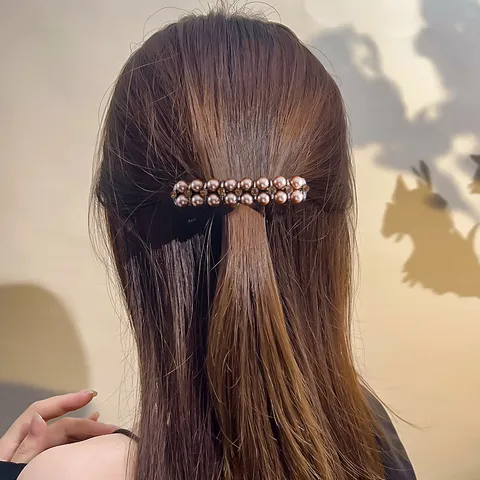 Korean Style Rhinestone Artificial Pearl Hair Clip Metal Spring Barrette Elegant Hair Accessories For Women Daily Wear