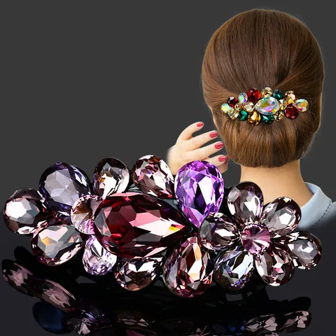 Elegant Crystal Rhinestone Spring Hair Clip Minimalist Alloy Flower Hair Barrettes Hair Accessories For Women