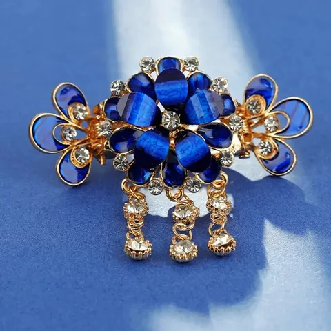 Vintage Flower Rhinestone Tassel Hair Claw Clip For Women Elegant Hair Styling Accessories