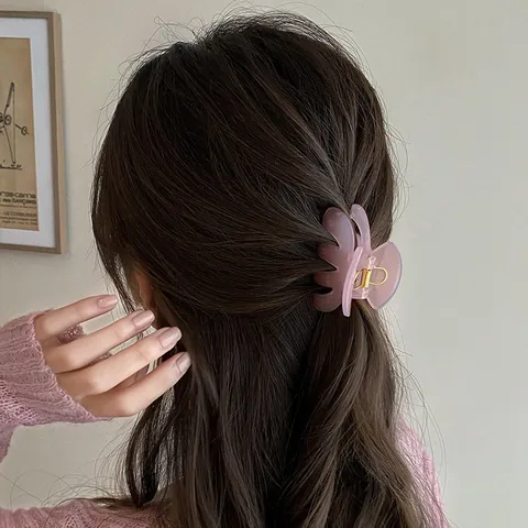 Korean Style Elegant PC Baking Varnish Pumpkin Hair Claw Elegant Jelly Translucent Claw Clip Fashion Hair Accessories For Women