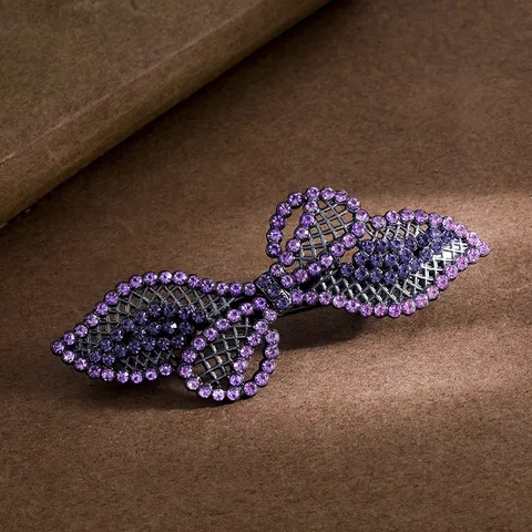 Elegant Bowknot Rhinestone Spring Hair Clip For Women Metallic Open Hair Barrettes Hair Accessories