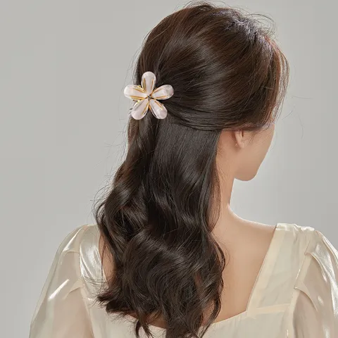Children Mini Floral Hair Claws Cute Alloy Resin Hair Clips With Rhinestone Small Hair Accessories For Girls Daily