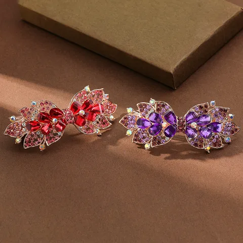 Women Rhinestone Crystal Hair Claw Clip Elegant Metal Flower Hair Barrettes Vintage Luxury Hair Accessories For Women Girls