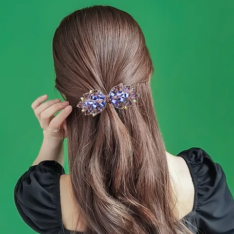 Women Rhinestone Crystal Hair Claw Clip Elegant Metal Flower Hair Barrettes Vintage Luxury Hair Accessories For Women Girls