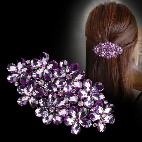 Alloy Rhinestone Hair Clip Floral Spring Hair Barrettes Sparkling Crystal Hair Accessories For Women Daily Party Styling