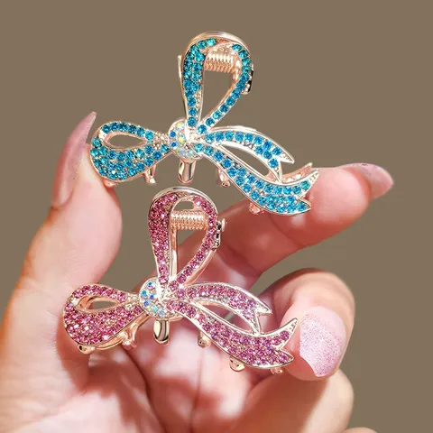 Elegant Bow Hair Claw Clip Alloy Rhinestone Hair Accessories For Women Daily Party Elegant Hair Styling