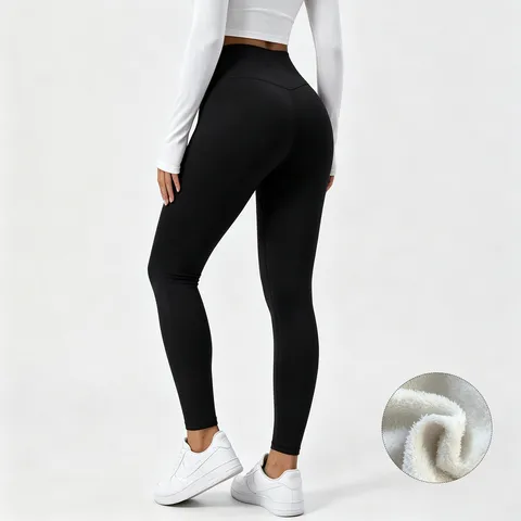 Pantaloni da Yoga a Vita Alta Controllo Pancia Foderati in Pile da Donna Inverno Ispessiti Caldi Aderenti Fitness Leggings Sportivi