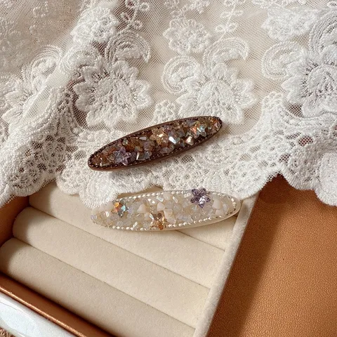 Pinza para el Pelo de Lujo de Acetato Con Cristal Artificial Strass Pinza Lateral de Piedra Alta Gama Accesorios para el Cabello Mujer