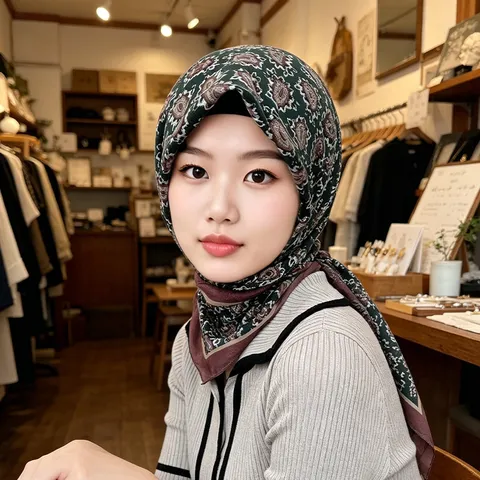 Women Lightweight Paisley Floral Scarf Fashion Versatile Sun Protection Polyester Square Scarf Decorative Headscarf
