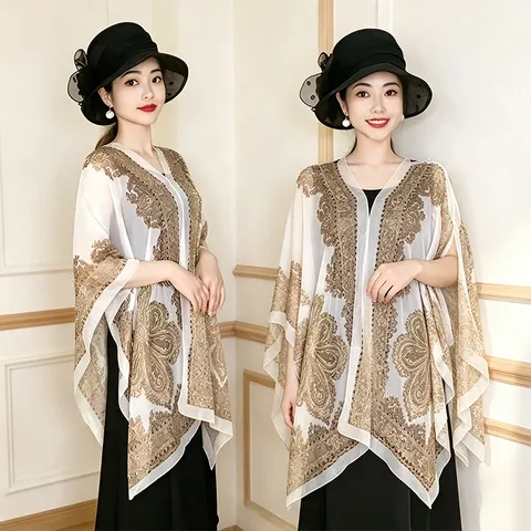 Women Chiffon Shawl Paisley Print Sunscreen Cover Up Beach Sarong Lightweight Summer Floral Wrap Scarf Outdoor Travel Cardigan