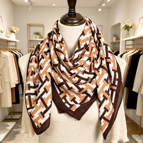 Retro Fashion Polyester Scarf Women Square Scarves Minimalist Elegant Neck Scarf Chic Versatile Print Shawl Head Scarf