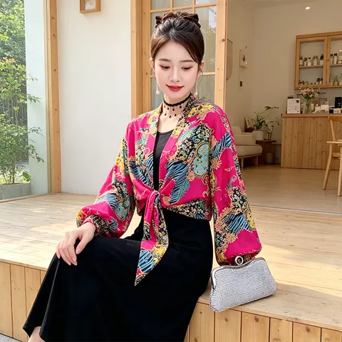 Women Summer Floral Printed Sun Protection Shawl Lightweight Ice Silk Cardigan Long Sleeve Beach Cover Up