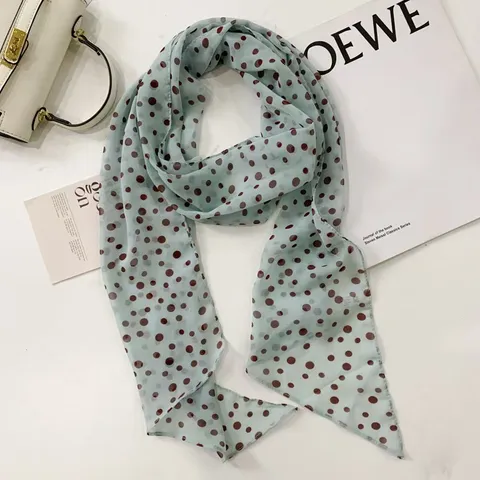French Retro Polka Dot Long Scarf For Women Lightweight Polyester Fashion Neck Scarf Hair Band Multi-use Shawl