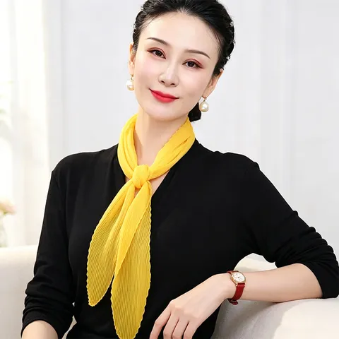 Women's Fashion Solid Color Crinkled Long Ribbon Scarf Lightweight Breathable Elegant Daily Neck Scarf Casual Polyester