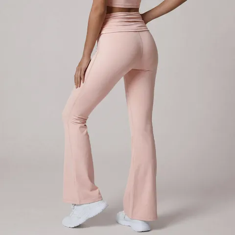 Women's High Waist Crossover Ruched Flare Yoga Pants Nylon Spandex Bootcut Leggings Tummy Control Butt Lifting Sports Trousers