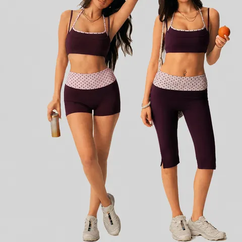 Dames Polka Dot Yoga Set Sexy Halternek Bra En Hoge Taille Leggings Top And Bottom Hardlopen Fitness Gym Activewear