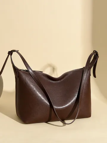 Donna Casual Pelle PU Borsa a Tracolla Vintage Tinta Unita Commuting Hobo Borsa Dumpling Quotidiana Versatile Borsa a Mano