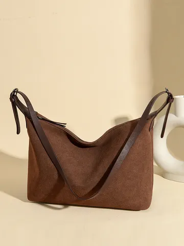 Donna Casual Pelle PU Borsa a Tracolla Vintage Tinta Unita Commuting Hobo Borsa Dumpling Quotidiana Versatile Borsa a Mano