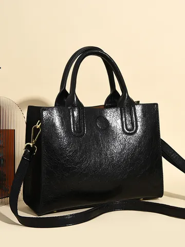 Donne Vintage PU Pelle Tote Borsa Grande Capacità Pendolarismo Spalla Tracolla Casual Borse Manico Superiore Satchel