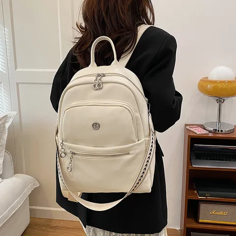 Grande Zaino da Donna in Pelle PU Borsa da Viaggio Casual Antifurto Leggero Zainetto Moda per Lavoro