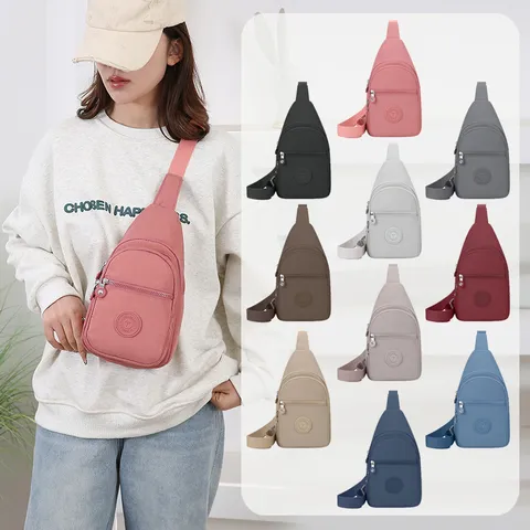 Donna Leggero Nylon Borsa da Petto Casual Tinta Unita Borsa a Tracolla Multi-Tasche Viaggio Quotidiano Borsa a Spalla