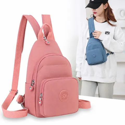 Women's Casual Nylon Backpack Multi-Function Travel Shoulder Chest Bag Daily Commute Casual Travel Daypack Zipper Closure