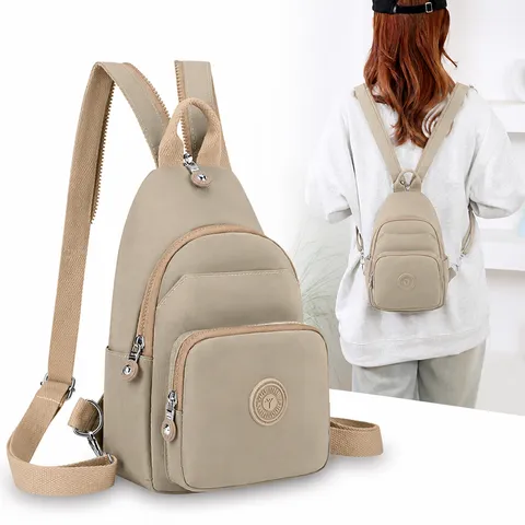 Women's Casual Nylon Backpack Multi-Function Travel Shoulder Chest Bag Daily Commute Casual Travel Daypack Zipper Closure