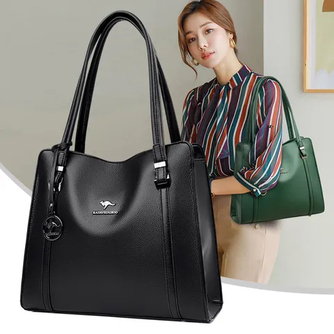 Borsa Tote di Grande Capacità da Donna Borsa in Pelle PU Moda Tinta Unita Borsa a Tracolla Commuter Pratica Borsa con Manico Superiore