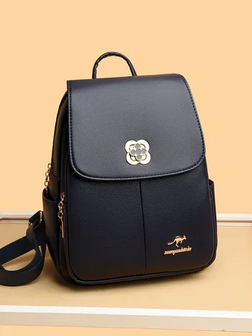Zaino Moda Donna in Pelle PU Casual Pelle Morbida Grande Capacità Viaggio Borsa Scolastica Tinta Unita Daypack