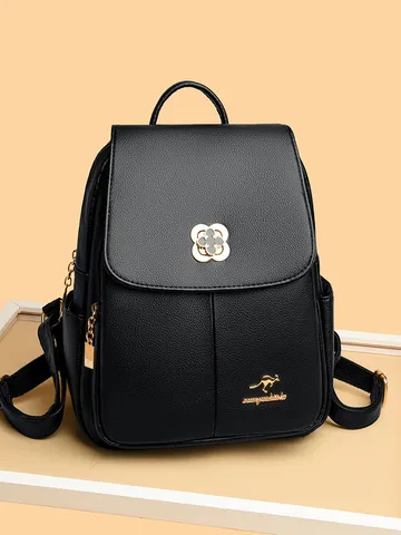 Zaino Moda Donna in Pelle PU Casual Pelle Morbida Grande Capacità Viaggio Borsa Scolastica Tinta Unita Daypack