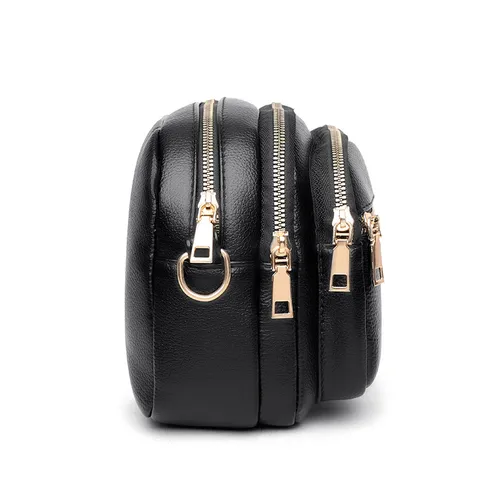 Borsa a Tracolla in Pelle PU da Donna Borsa a Spalla con Cerniera Multistrato Casual Urbano Minimalista Quotidiano Piccola Borsa