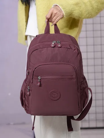Zaino Casual Leggero Multi-Tasca in Nylon Impermeabile Semplice Borsa per Computer per Studenti Borsa da Viaggio Casual per la Scuola