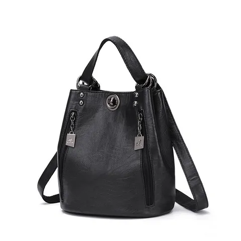 Donna Zaino in Pelle PU Viaggio Casual Grande Capacità Borsa Secchiello Multifunzionale Stile Urbano Borsa a Tracolla