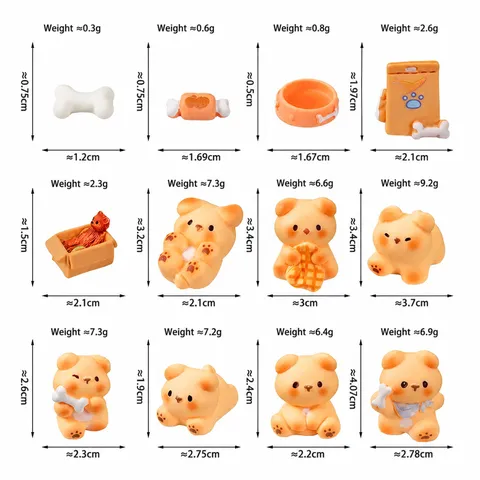 Mini Resin Cartoon Animal Dog Figurine Micro Landscape DIY Craft Desktop Ornament Cute Handmade Accessories